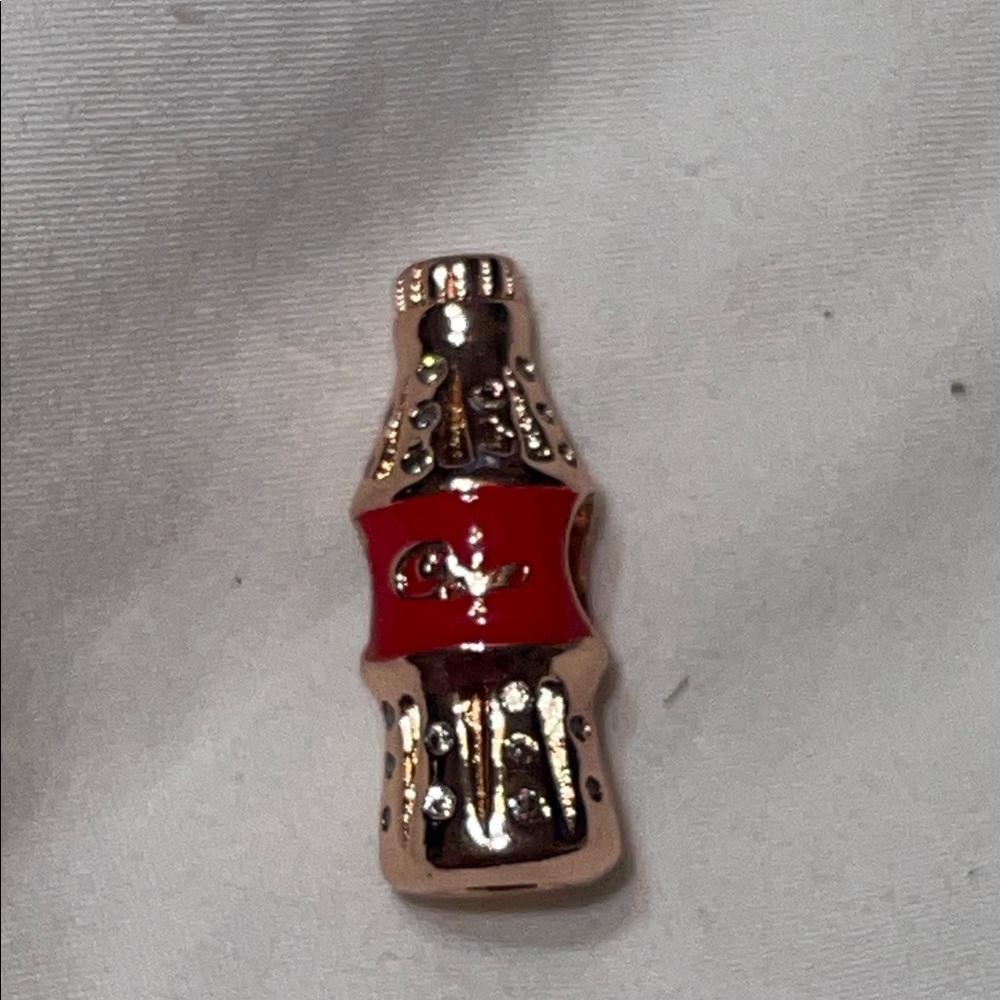 Pandora Coca-Cola Gold-Tone Bottle Charm with Red Accent